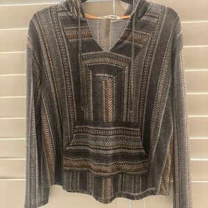 Wallflower Brown and Gray Patterned V-Neck Sweater Hoodie